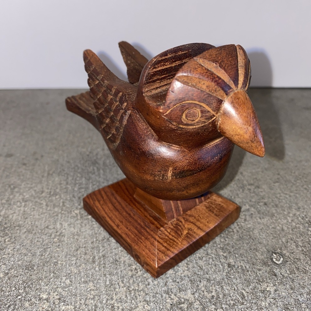Matr Boomie Hand Crafted India Rosewood Sparrow Eyeglass Business Card Holder